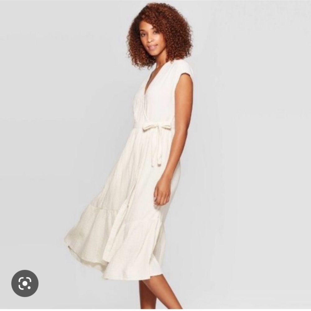 Cream cotton Wrap Dress